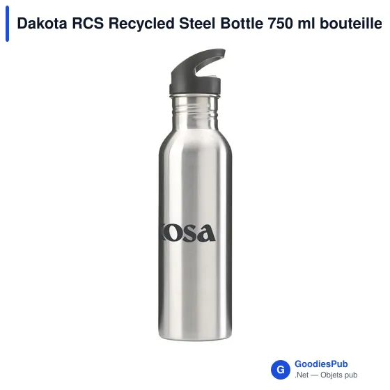 Bouteille en acier inoxydable recyclé personnalisable 750 ml - Dakota RCSavec logo - Image 5
