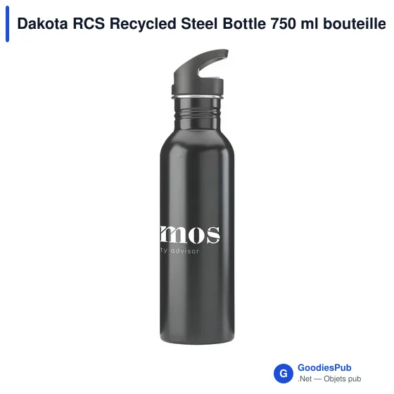 Bouteille en acier inoxydable recyclé personnalisable 750 ml - Dakota RCSavec logo - Image 6
