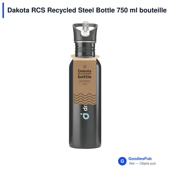 Bouteille en acier inoxydable recyclé personnalisable 750 ml - Dakota RCSavec logo - Image 10