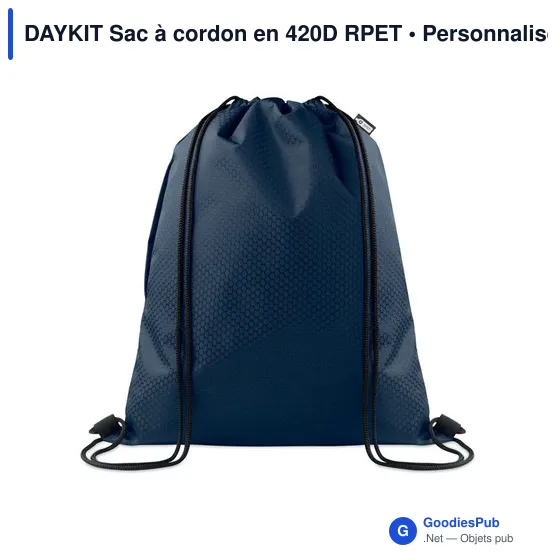 Sac à cordon personnalisable DAYKIT avec logo en RPET - Image 1