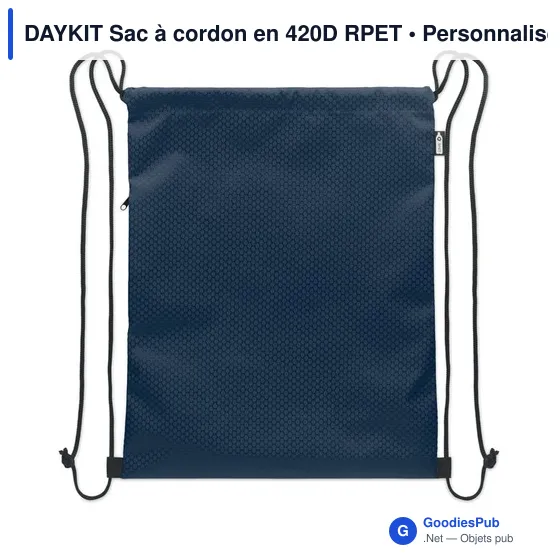 Sac à cordon personnalisable DAYKIT avec logo en RPET - Image 2