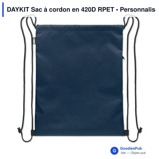 Sac à cordon personnalisable DAYKIT avec logo en RPET - Image 3