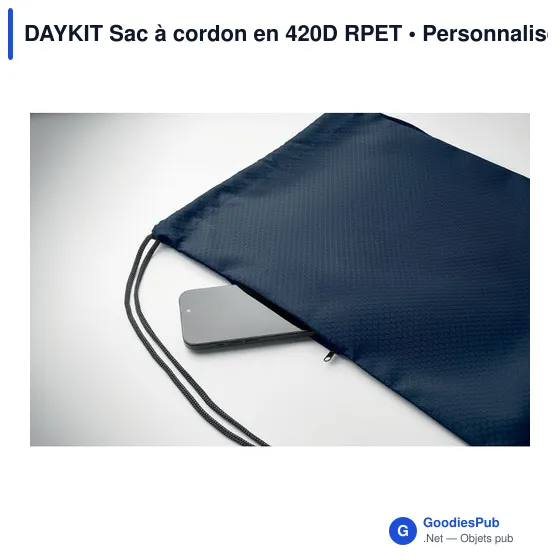 Sac à cordon personnalisable DAYKIT avec logo en RPET - Image 4