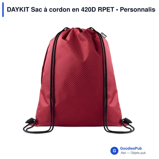 Sac à cordon personnalisable DAYKIT avec logo en RPET - Image 7