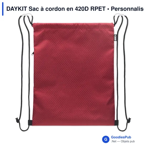 Sac à cordon personnalisable DAYKIT avec logo en RPET - Image 8
