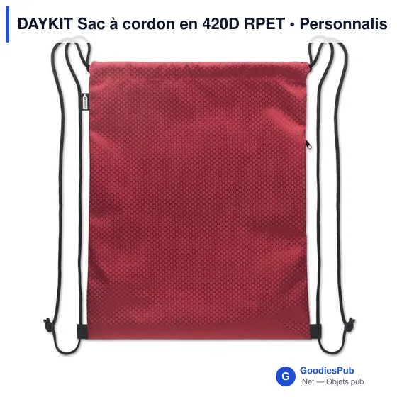 Sac à cordon personnalisable DAYKIT avec logo en RPET - Image 9