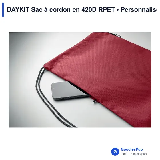 Sac à cordon personnalisable DAYKIT avec logo en RPET - Image 10
