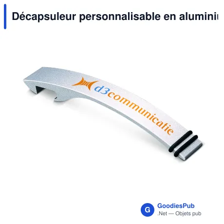 Décapsuleur personnalisable en aluminium argenté avec logo - Alu