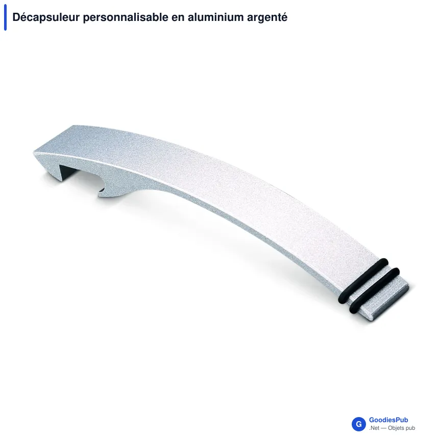 Décapsuleur personnalisable en aluminium argenté avec logo - Alu - Image 2