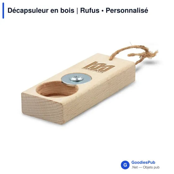 Décapsuleur en bois personnalisable avec logo | Rufus - Image 1