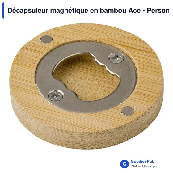 Décapsuleur magnétique personnalisable en bambou avec logo - Ace - Image 3