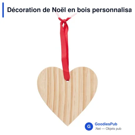 Décoration de Noël en bois personnalisable avec logo - Cœur Einar