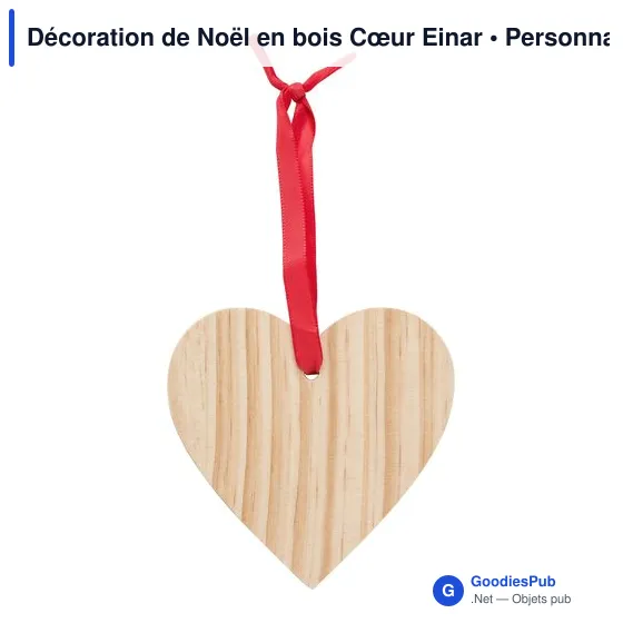 Décoration de Noël en bois personnalisable avec logo - Cœur Einar - Image 1