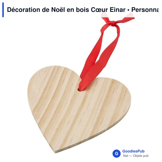 Décoration de Noël en bois personnalisable avec logo - Cœur Einar - Image 3