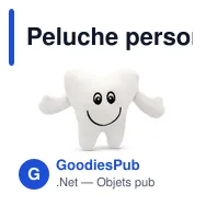 Peluche personnalisable en forme de dent avec logo - Vilus - Miniature 1