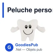 Peluche personnalisable en forme de dent avec logo - Vilus - Miniature 2