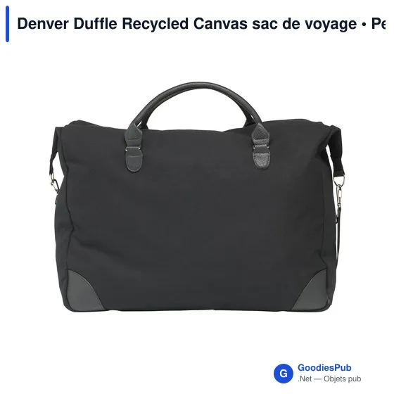 Sac de voyage personnalisable Denver Duffle en toile recycléeavec logo - Image 1