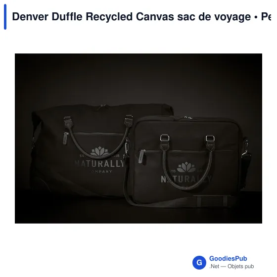 Sac de voyage personnalisable Denver Duffle en toile recycléeavec logo - Image 2