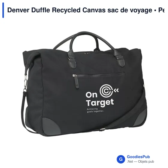 Sac de voyage personnalisable Denver Duffle en toile recycléeavec logo - Image 4