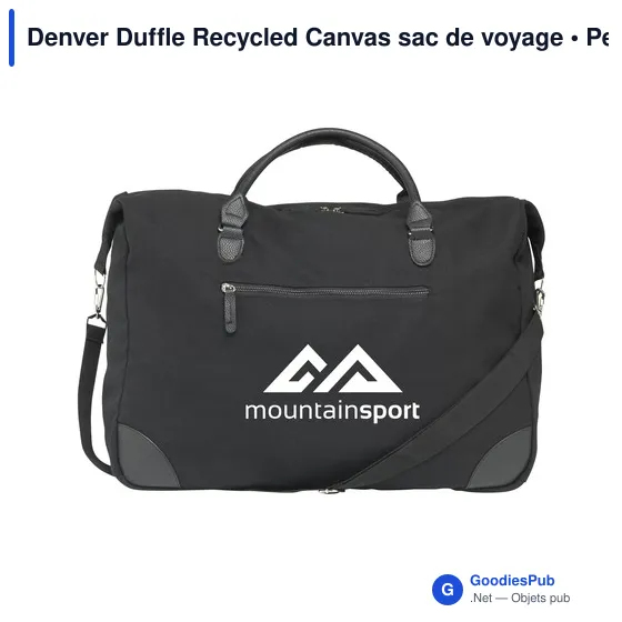 Sac de voyage personnalisable Denver Duffle en toile recycléeavec logo - Image 5