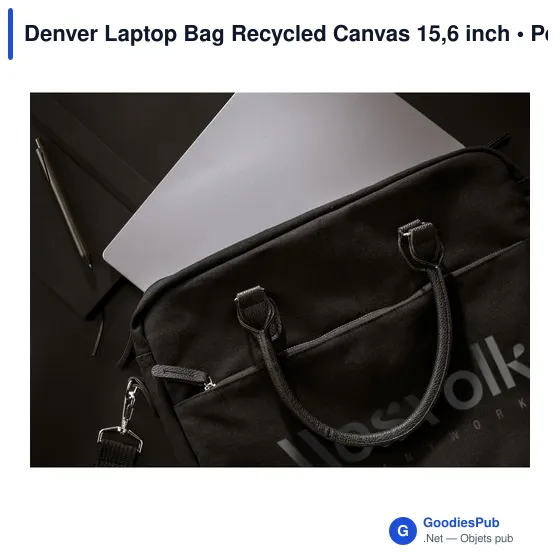 Sacoche ordinateur personnalisable Denver en toile recyclée avec logo - Image 3