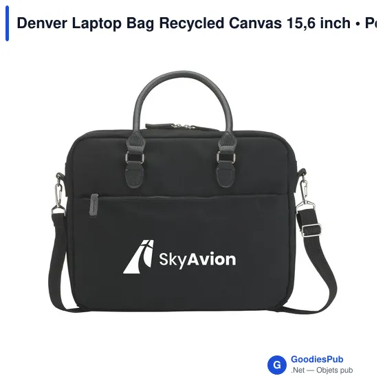 Sacoche ordinateur personnalisable Denver en toile recyclée avec logo - Image 5
