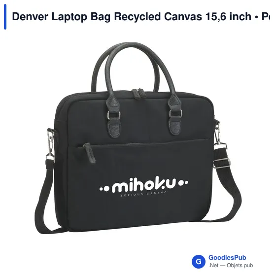 Sacoche ordinateur personnalisable Denver en toile recyclée avec logo - Image 6