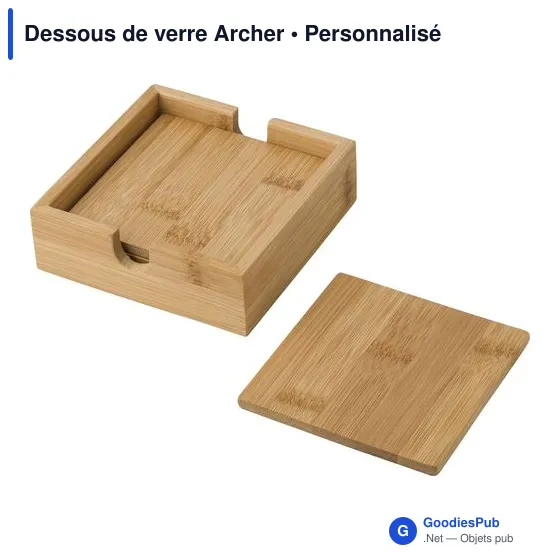 Dessous de verre personnalisable en bambou avec logo - Archer - Image 3