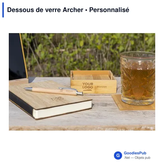 Dessous de verre personnalisable en bambou avec logo - Archer - Image 4
