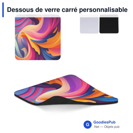 Dessous de verre carré personnalisable en sublimation avec logo - Carré