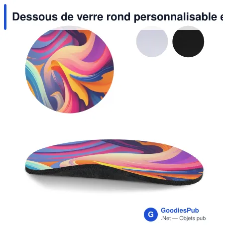 Dessous de verre rond personnalisable en sublimation avec logo - Rond