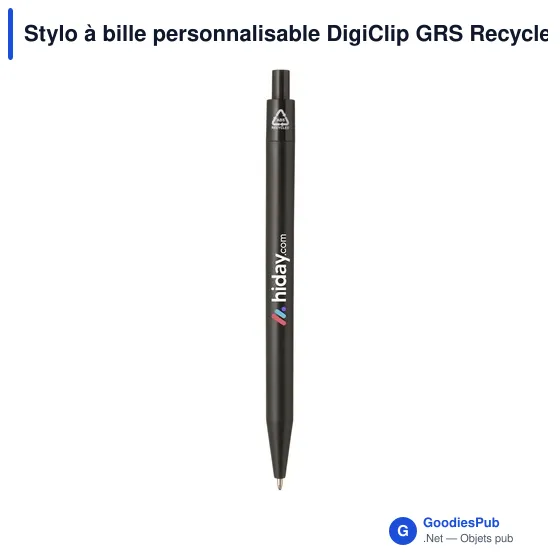 Stylo à bille personnalisable DigiClip GRS Recycled Pen avec logo - Image 7