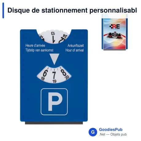 Disque de stationnement personnalisable à raclette avec logo - Modèle Europe
