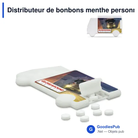Distributeur de bonbons menthe personnalisable en forme de camion avec logo - Camion