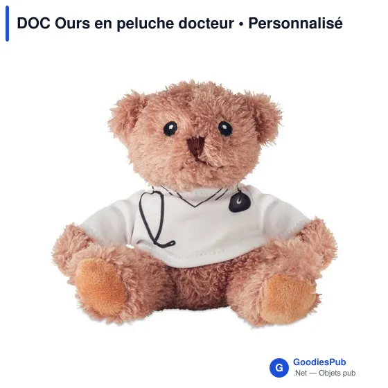 Peluche personnalisable DOC Ours en peluche docteur avec logo - Image 1