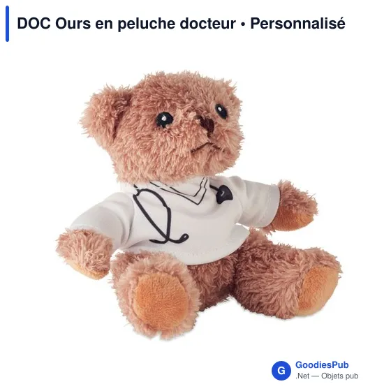 Peluche personnalisable DOC Ours en peluche docteur avec logo - Image 2