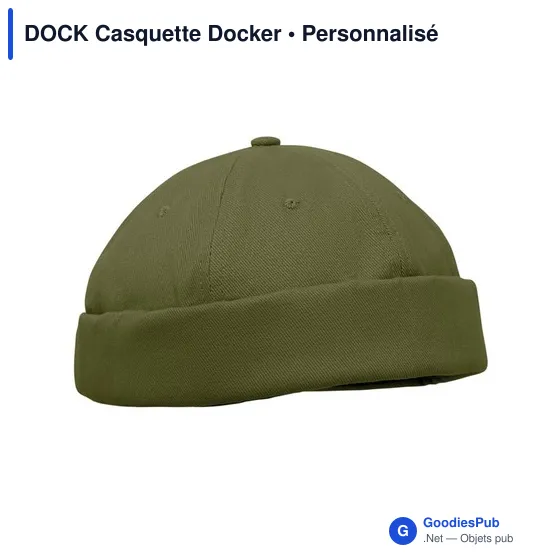 Casquette Docker personnalisable en coton avec logo - Image 1