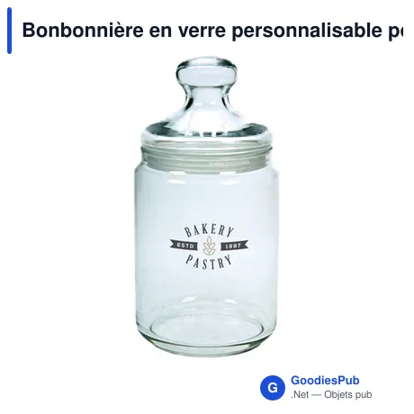 Bonbonnière en verre personnalisable pour objets publicitairesavec logo