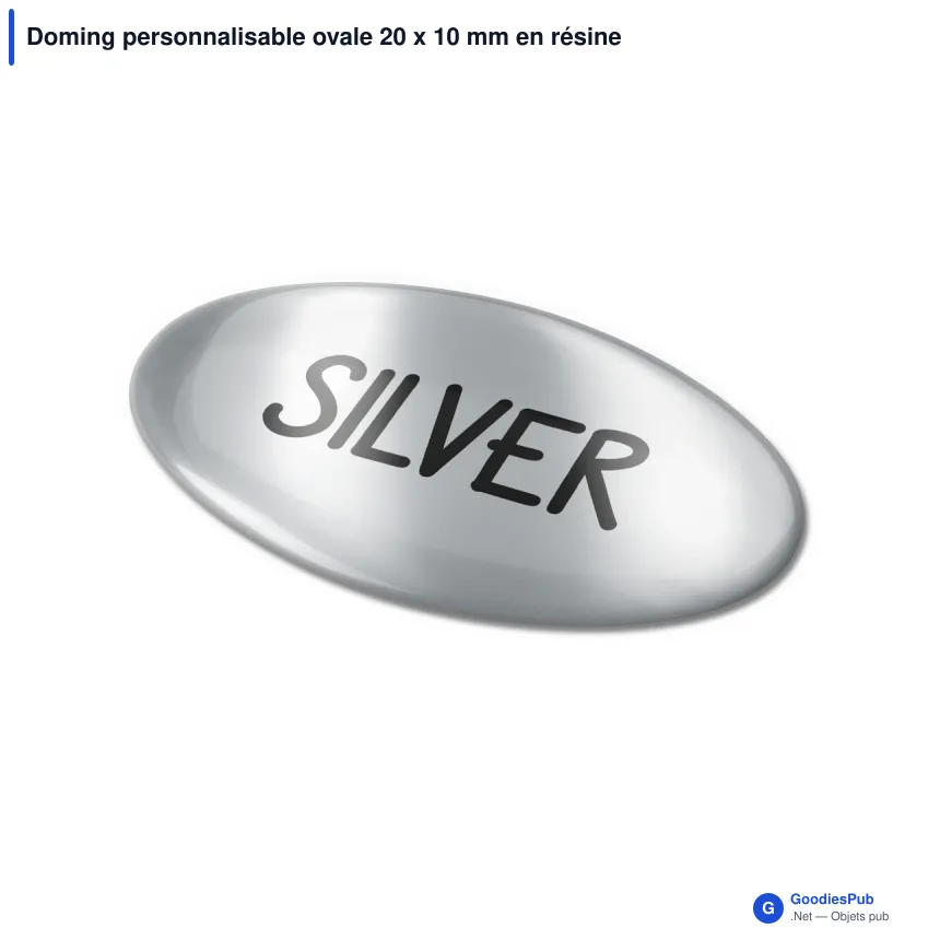 Doming personnalisable ovale 20 x 10 mm en résine époxy avec logo - Doming Ovale - Image 5