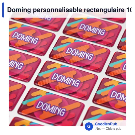 Doming personnalisable rectangulaire 100 x 30 mm époxy avec logo - Doming Rectangle