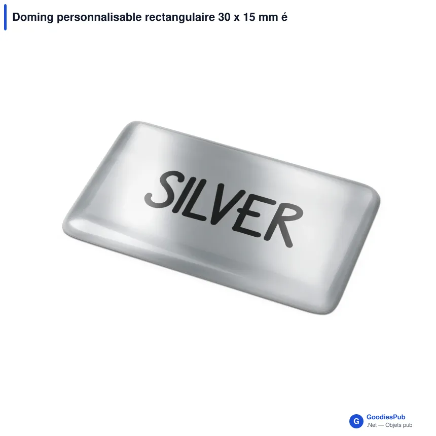 Doming personnalisable rectangulaire 30 x 15 mm époxy avec logo - Doming Rectangle - Image 2
