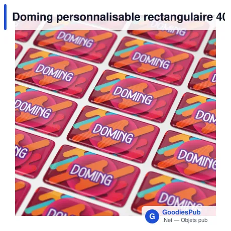 Doming personnalisable rectangulaire 40 x 20 mm époxy avec logo - Doming Rectangle