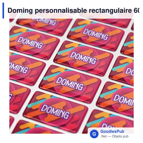 Doming personnalisable rectangulaire 60 x 25 mm époxy avec logo - Doming Rectangle