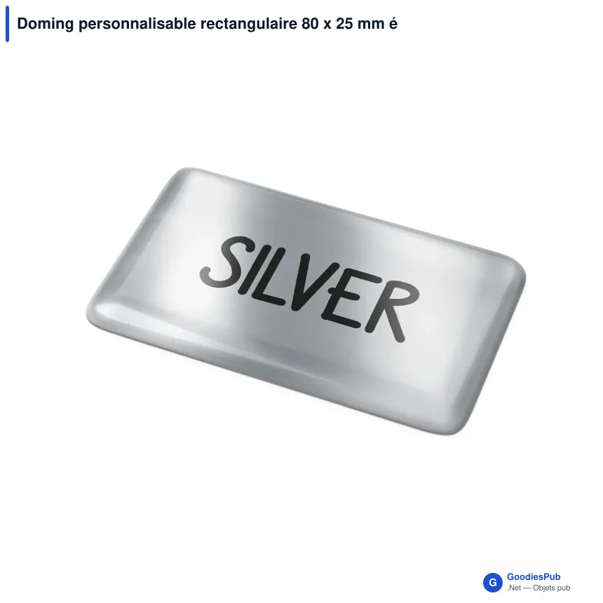Doming personnalisable rectangulaire 80 x 25 mm époxy avec logo - Doming Rectangle - Image 3