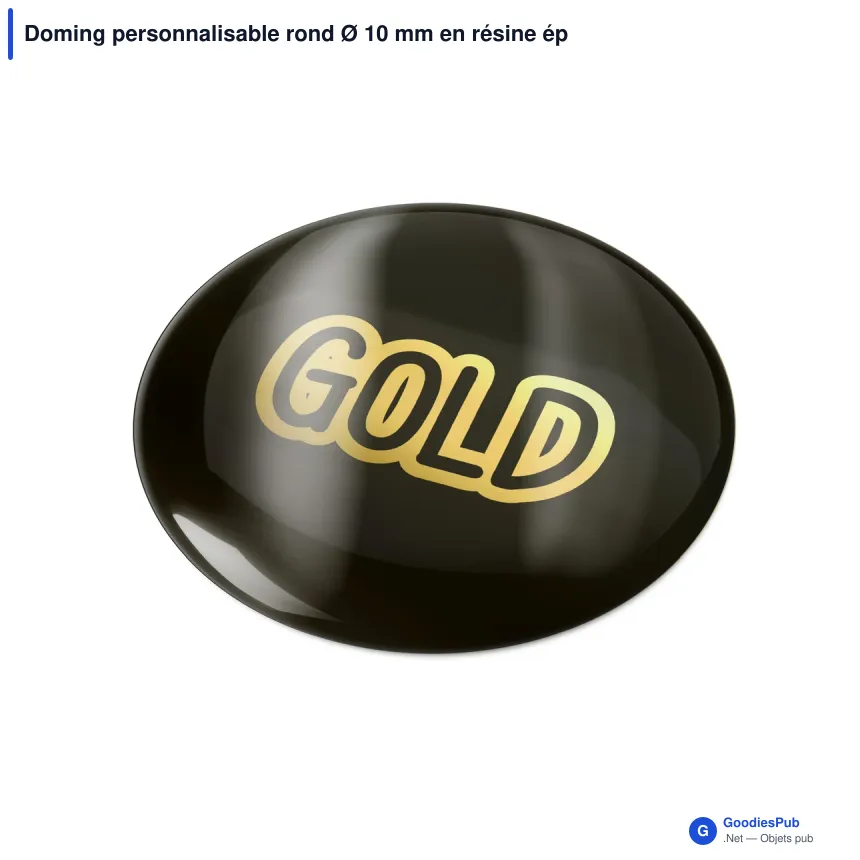 Doming personnalisable rond Ø 10 mm en résine époxy avec logo - Doming Rond - Image 3