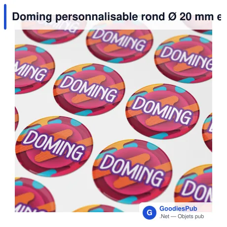 Doming personnalisable rond Ø 20 mm en résine époxy avec logo - Doming Rond