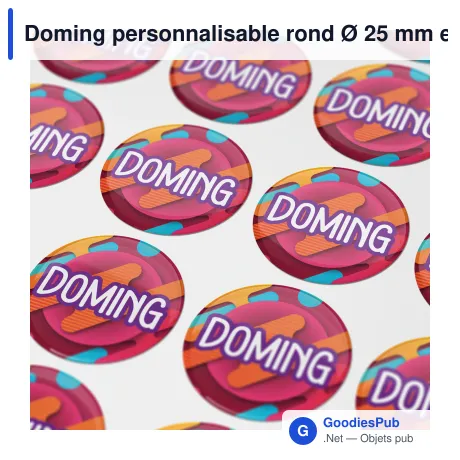 Doming personnalisable rond Ø 25 mm en résine époxy avec logo - Doming Rond