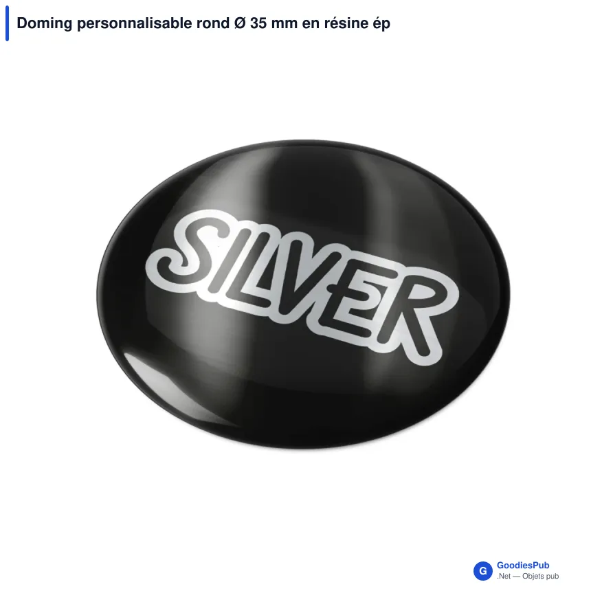 Doming personnalisable rond Ø 35 mm en résine époxy avec logo - Doming Rond - Image 2