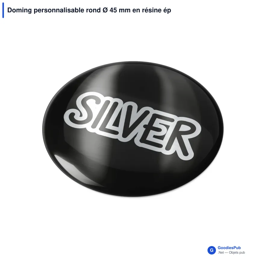 Doming personnalisable rond Ø 45 mm en résine époxy avec logo - Doming Rond - Image 2