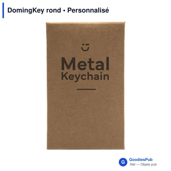 Porte-clés en acier personnalisables avec logo - DomingKey rond - Image 1
